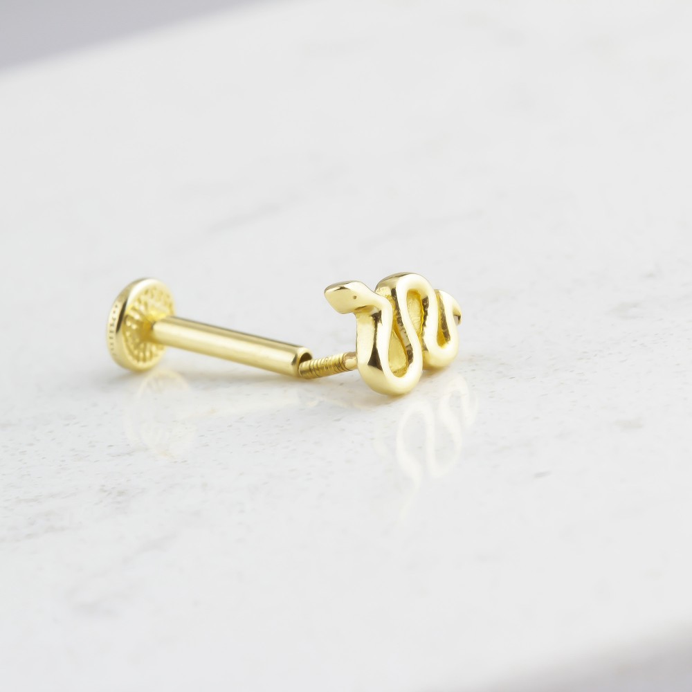 Glorria 14k Solid Gold Snake Tragus Piercing