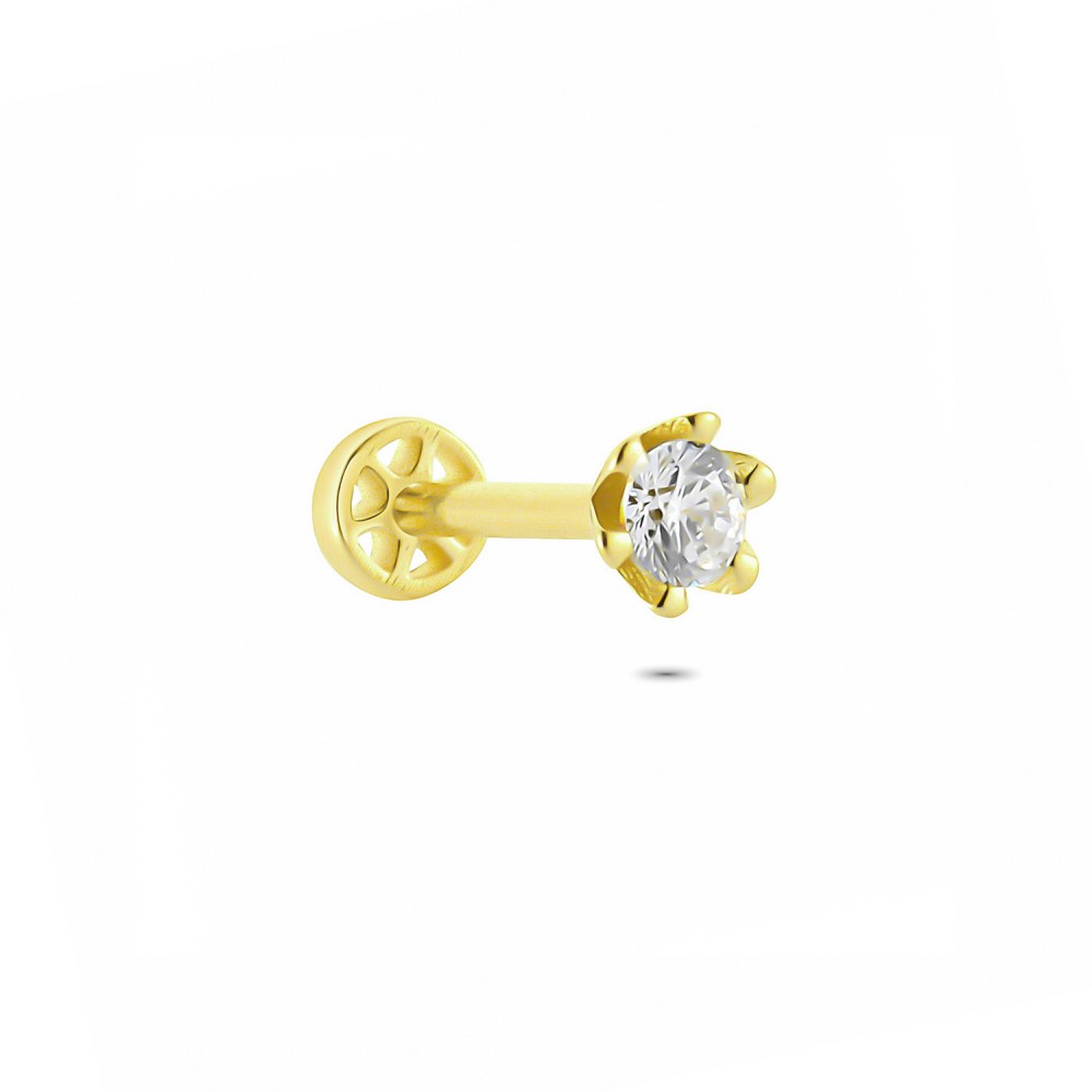 Glorria 14k Solid Gold Solitaire Tragus Piercing