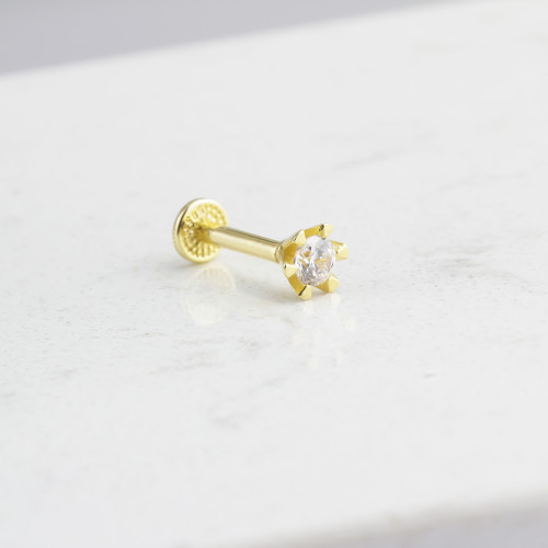 Glorria 14k Solid Gold Solitaire Tragus Piercing Glorria 14k Solid Gold Solitaire Tragus Piercing