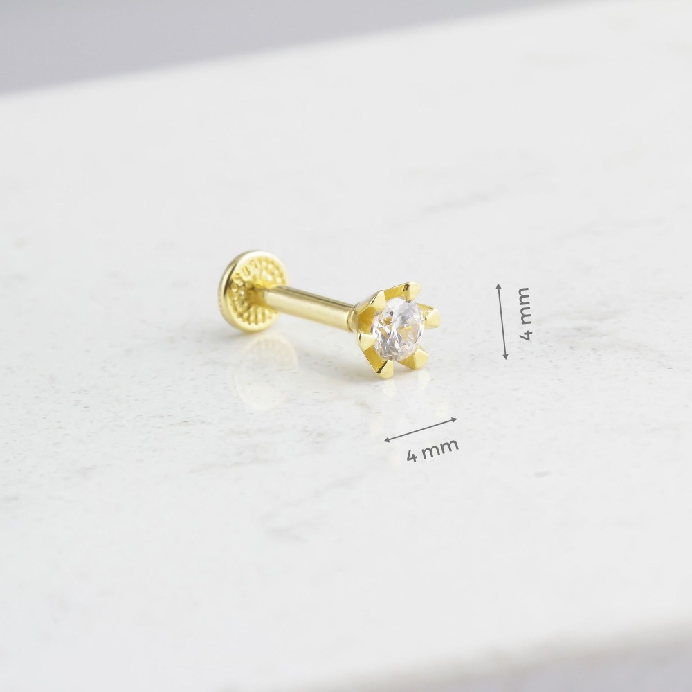 Glorria 14k Solid Gold Solitaire Tragus Piercing