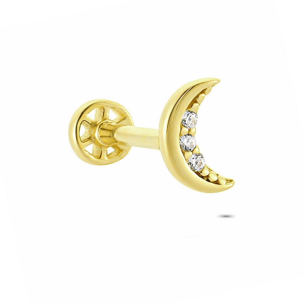 Glorria 14k Solid Gold Moon Tragus Piercing