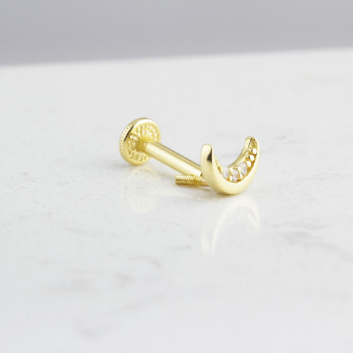 Glorria 14k Solid Gold Moon Tragus Piercing Glorria 14k Solid Gold Moon Tragus Piercing