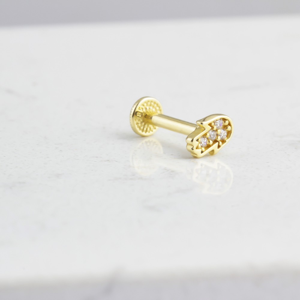 Glorria 14k Solid Gold Fatima Hand Tragus Piercing