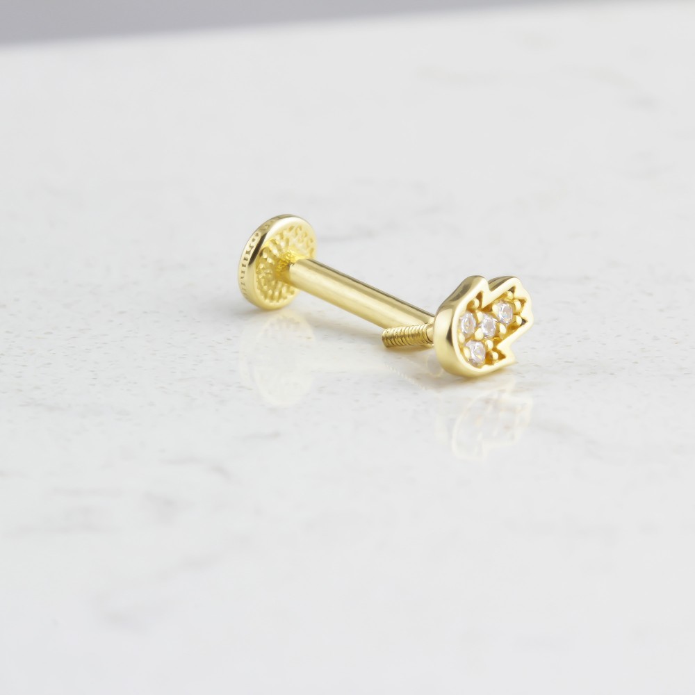 Glorria 14k Solid Gold Fatima Hand Tragus Piercing