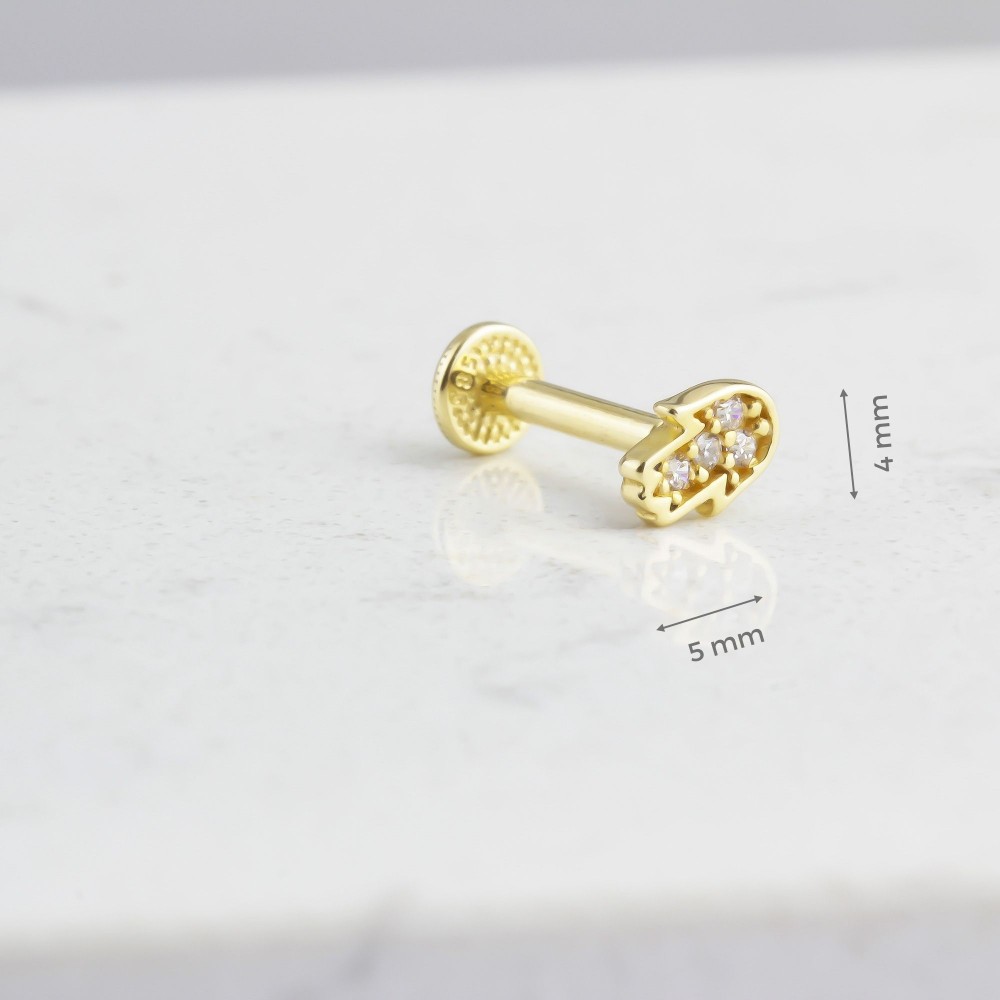 Glorria 14k Solid Gold Fatima Hand Tragus Piercing