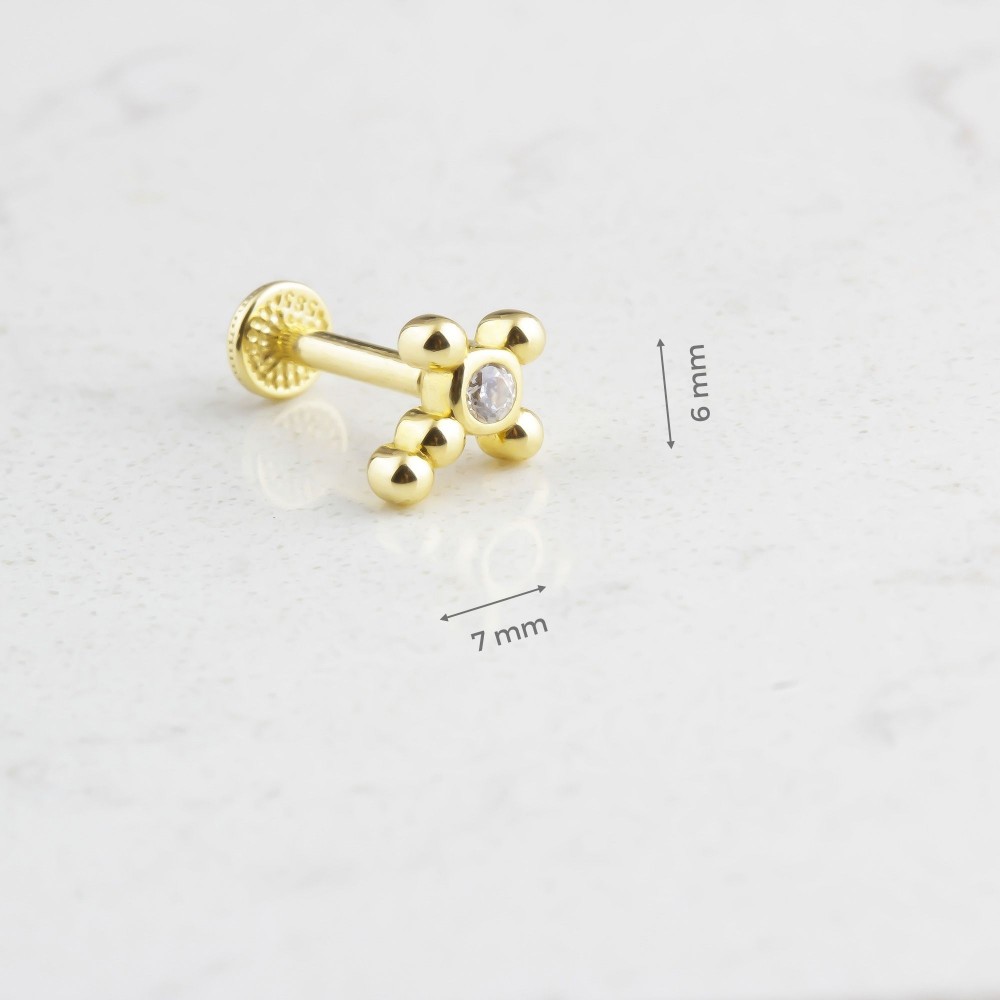 Glorria 14k Solid Gold SolitaireTragus Piercing