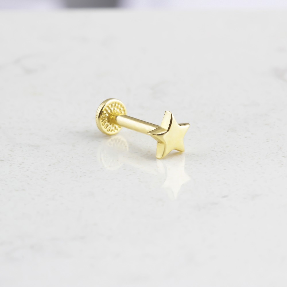 Glorria 14k Solid Gold Star Tragus Piercing