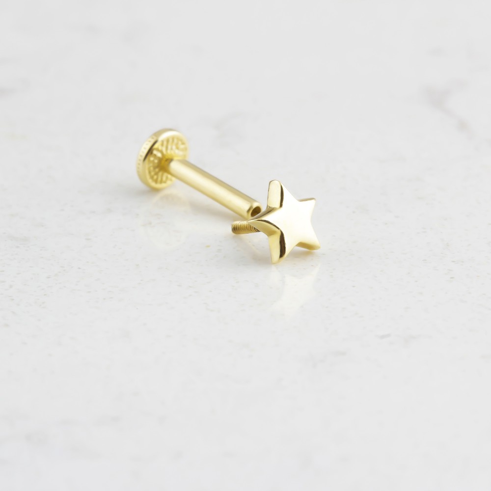 Glorria 14k Solid Gold Star Tragus Piercing