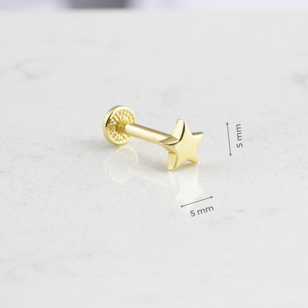 Glorria 14k Solid Gold Star Tragus Piercing