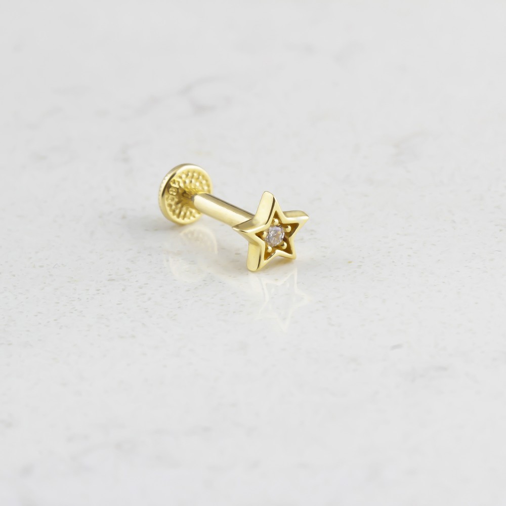 Glorria 14k Solid Gold Star Tragus Piercing