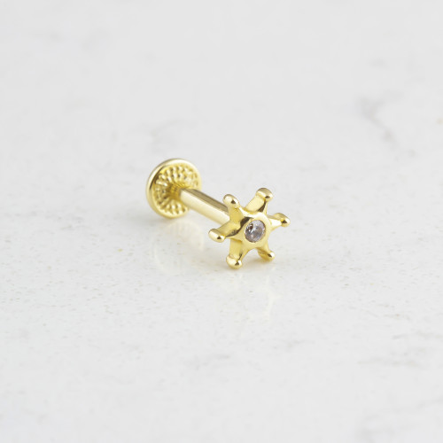 Glorria 14k Solid Gold Solitaire Tragus Piercing