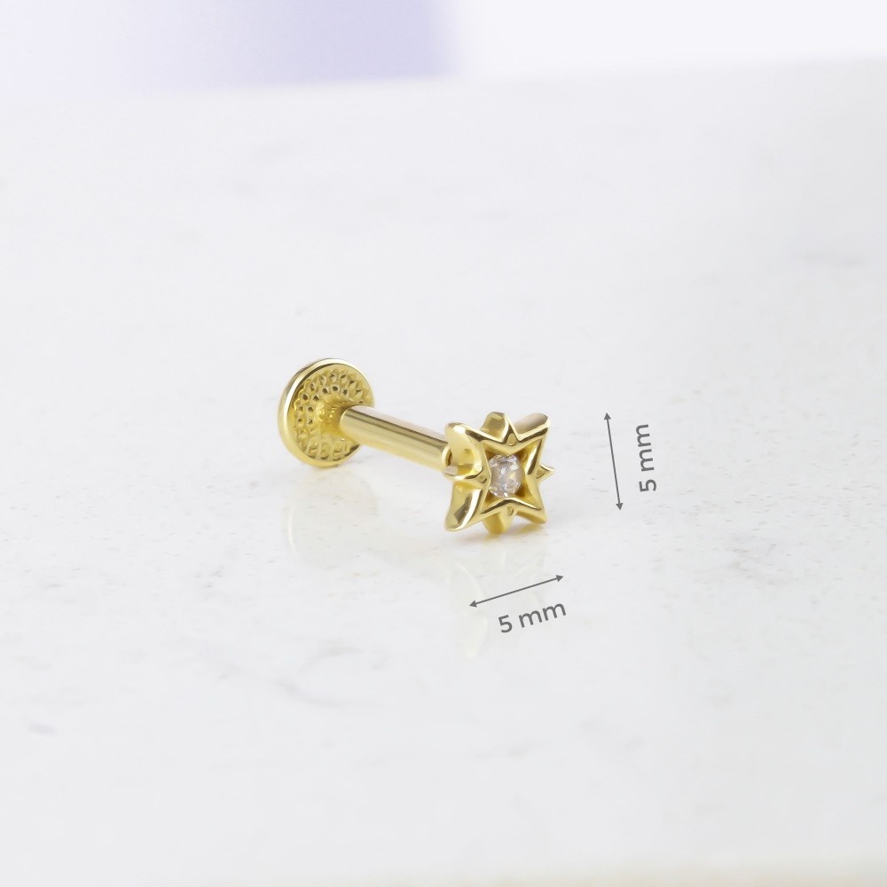 Glorria 14k Solid Gold Star Tragus Piercing