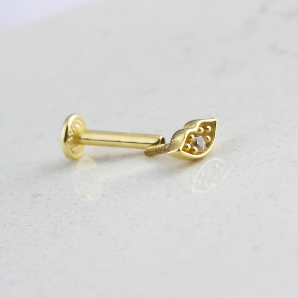 Glorria 14k Solid Gold Lip Tragus Piercing