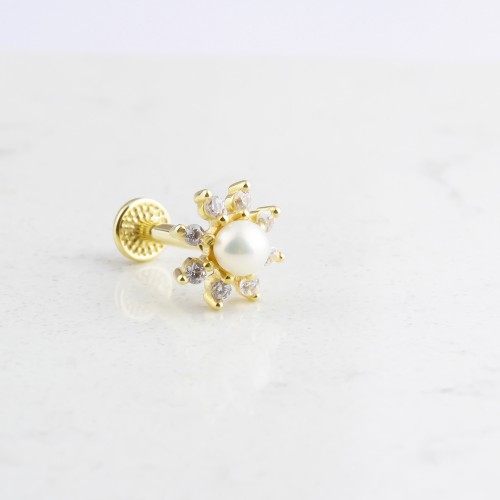 Glorria 14k Solid Gold Pearl Tragus Piercing Glorria 14k Solid Gold Pearl Tragus Piercing