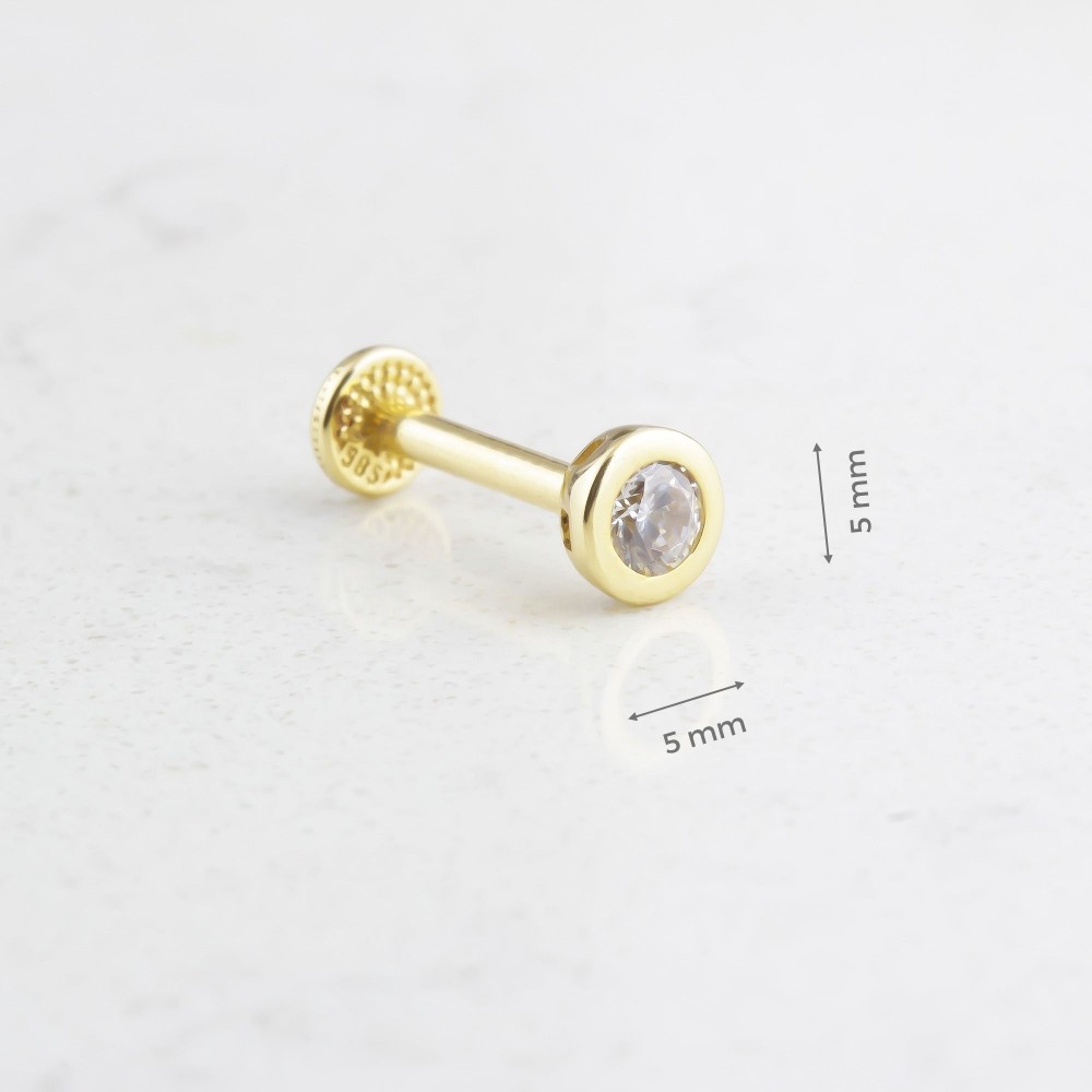 Glorria 14k Solid Gold Solitaire Tragus Piercing