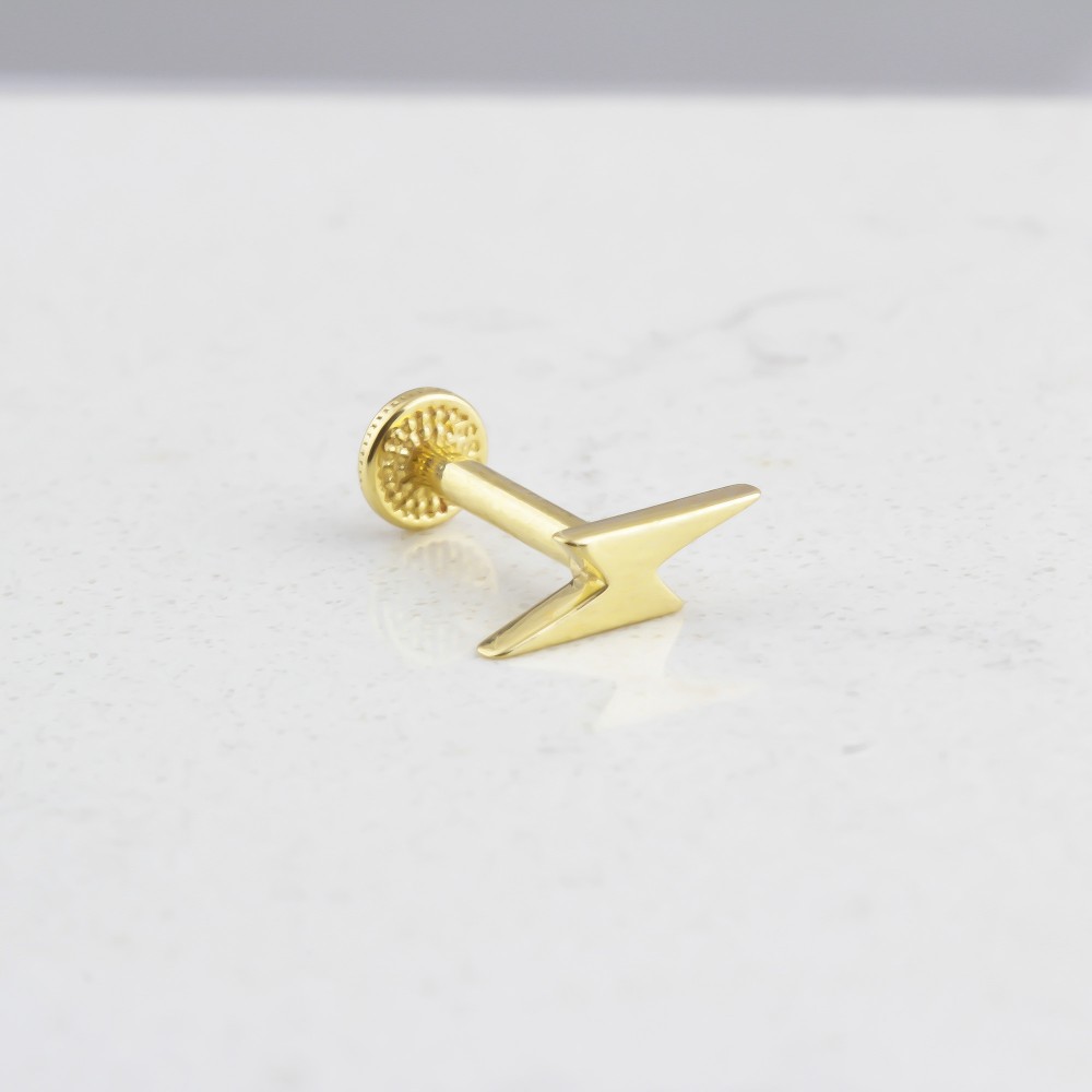 Glorria 14k Solid Gold Lightning Tragus Piercing