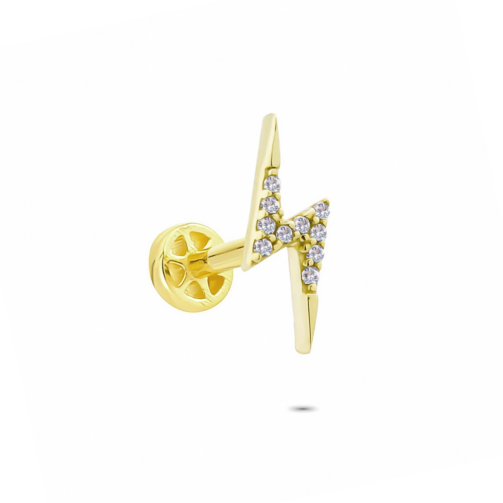 Glorria 14k Solid Gold Lightning Tragus Piercing