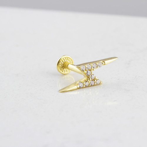 Glorria 14k Solid Gold Lightning Tragus Piercing Glorria 14k Solid Gold Lightning Tragus Piercing