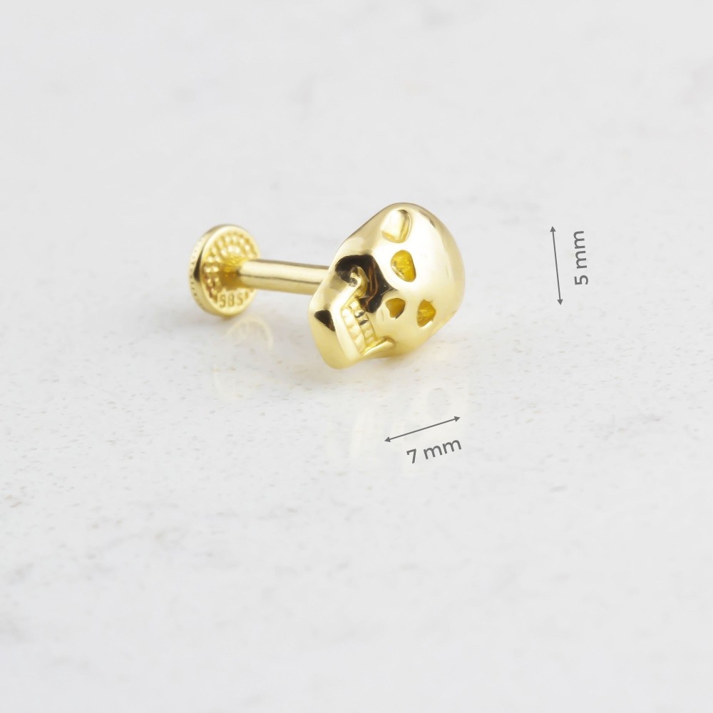 Glorria 14k Solid Gold Skull Tragus Piercing