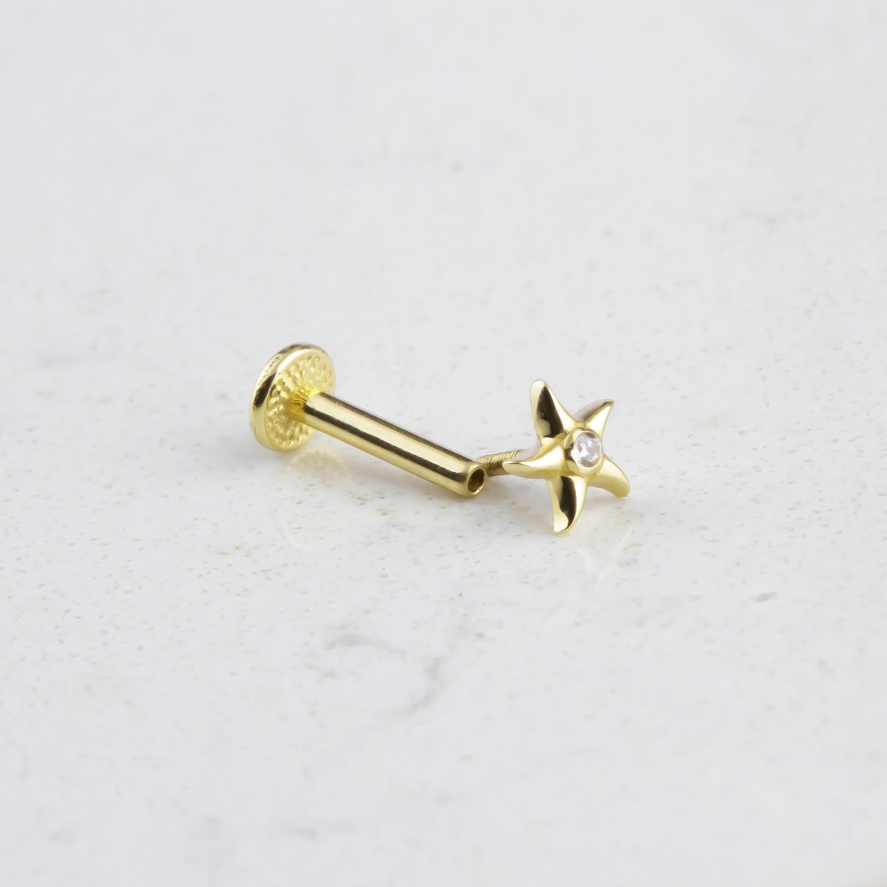 Glorria 14k Solid Gold Starfish Tragus Piercing