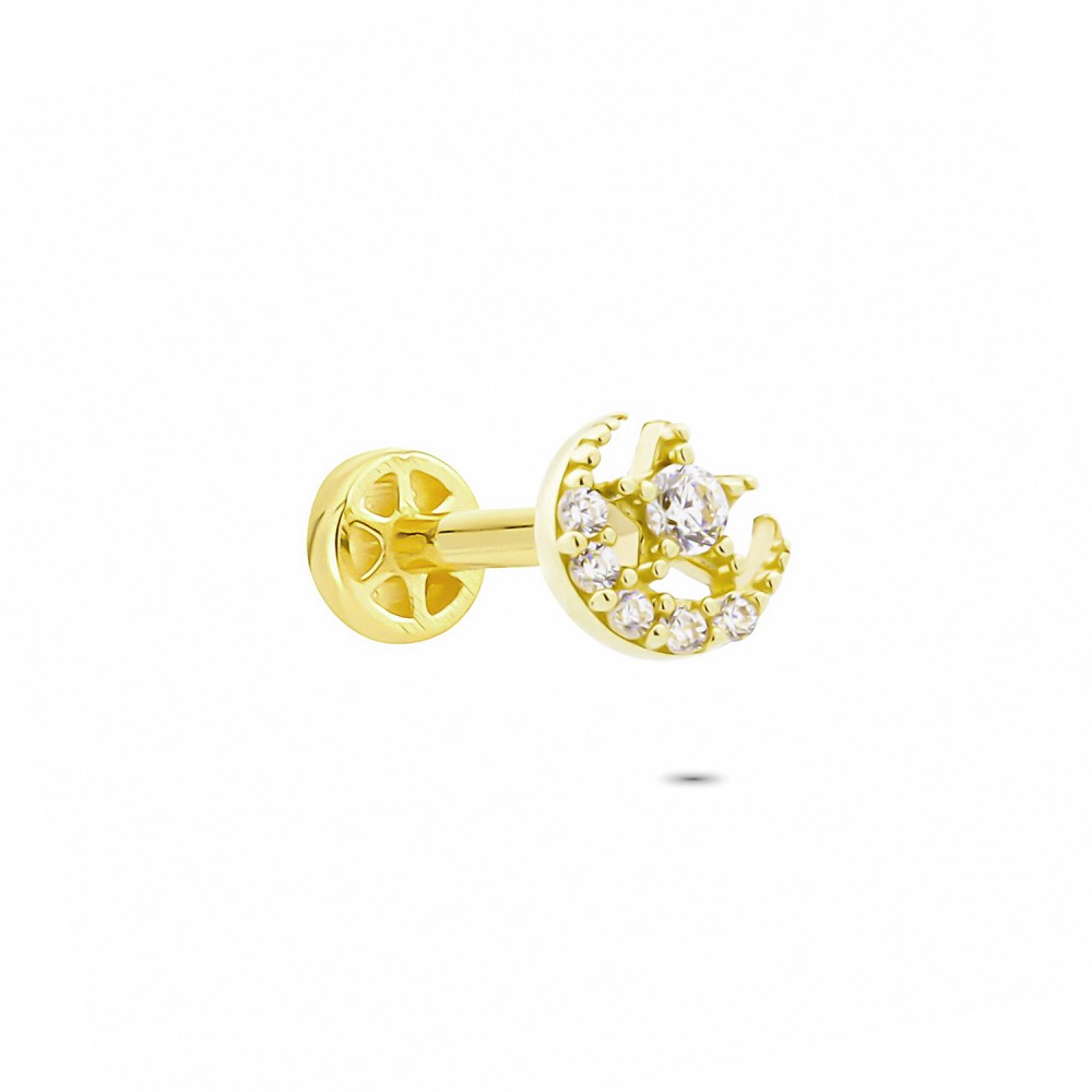 Glorria 14k Solid Gold Moon Star Tragus Piercing