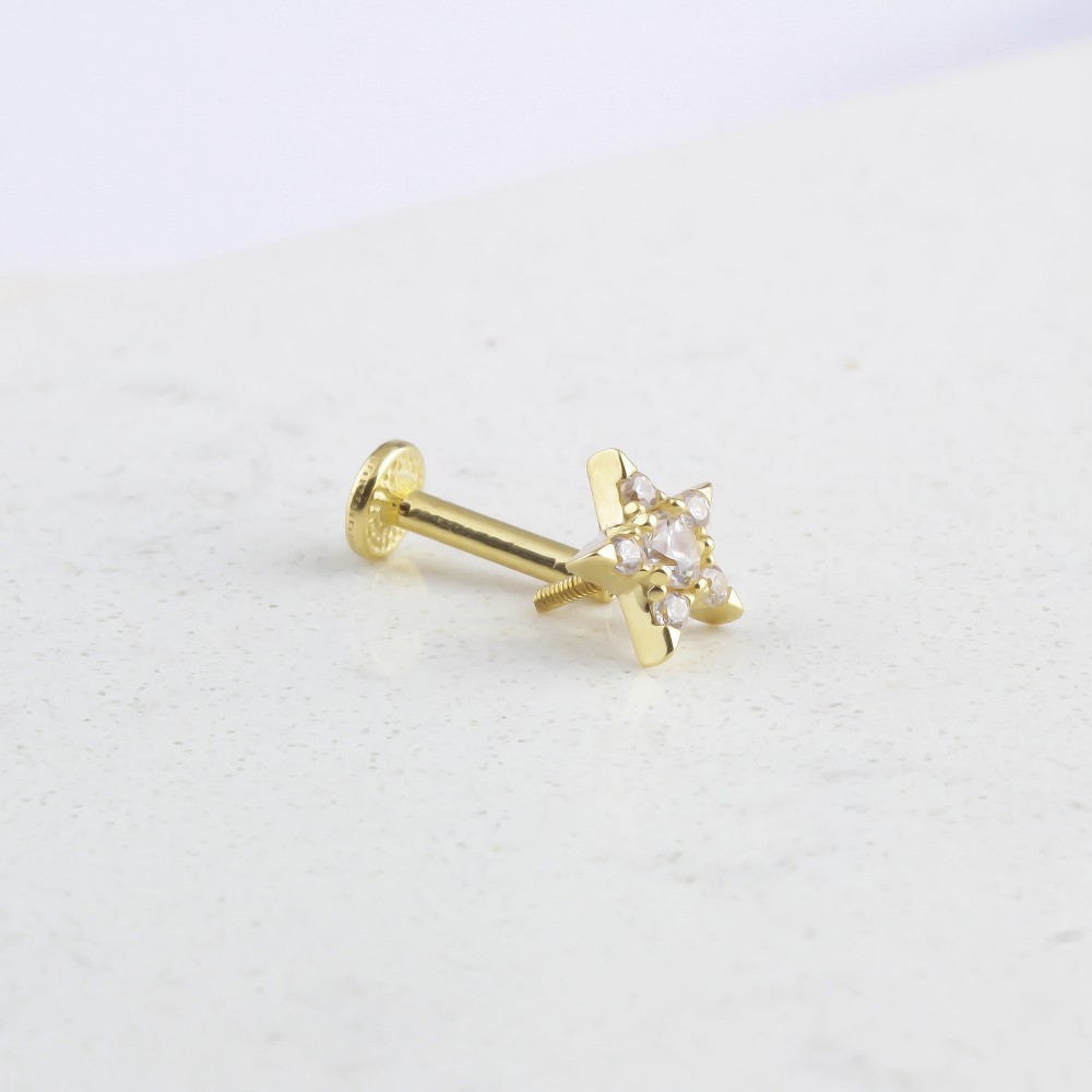 Glorria 14k Solid Gold Star Tragus Piercing