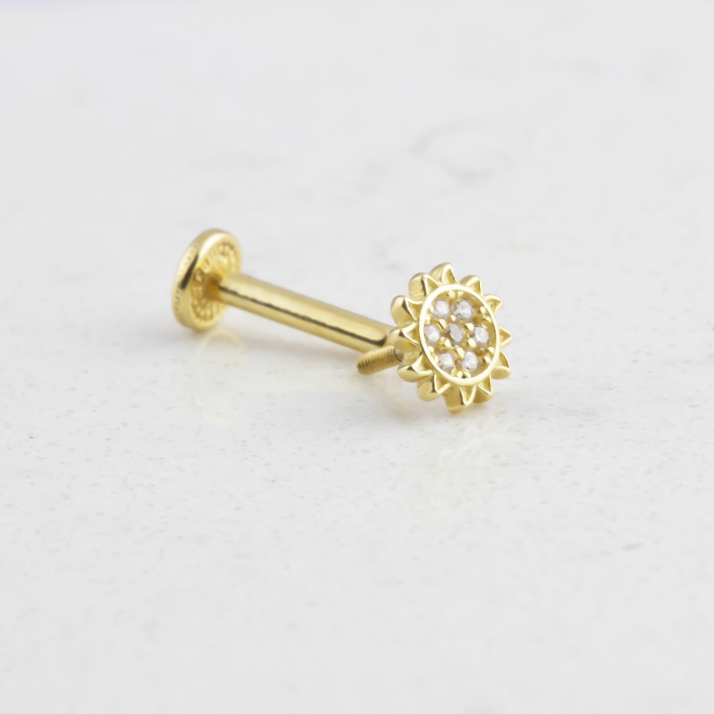 Glorria 14k Solid Gold Sun Tragus Piercing