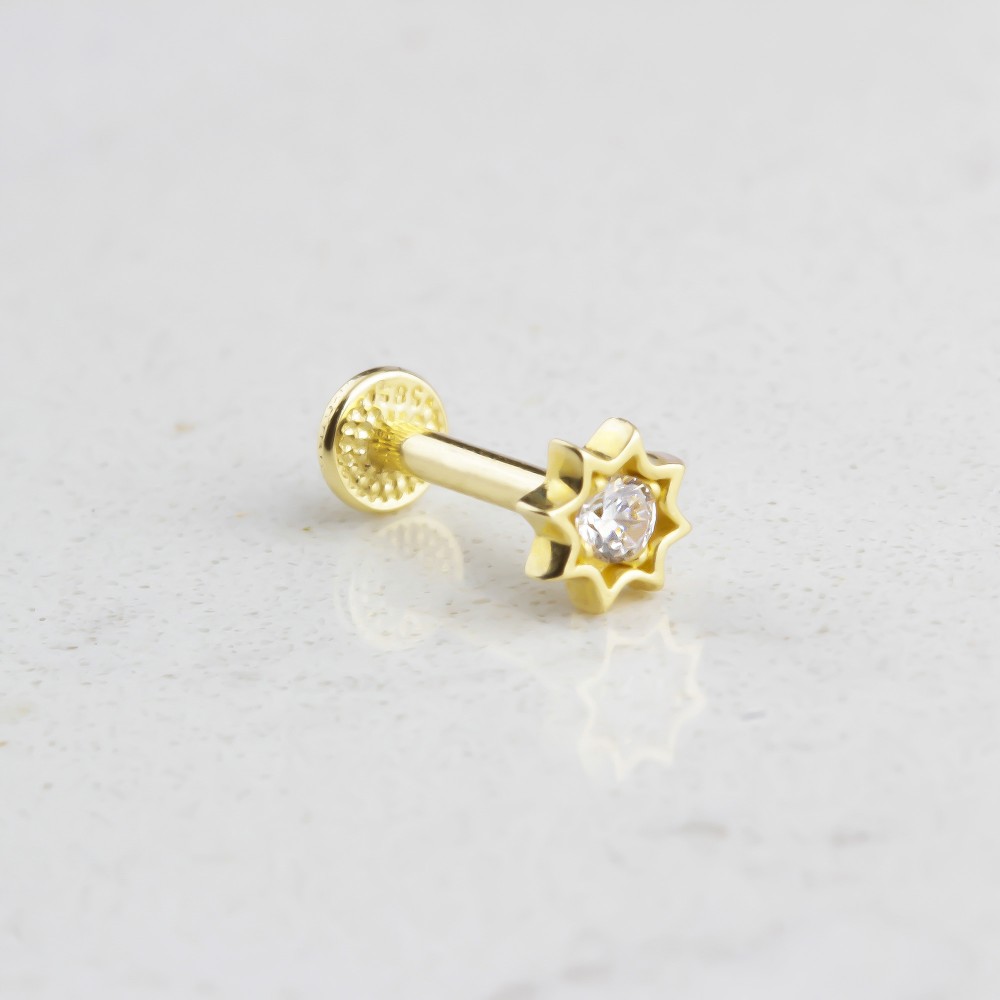 Glorria 14k Solid Gold Star Tragus Piercing