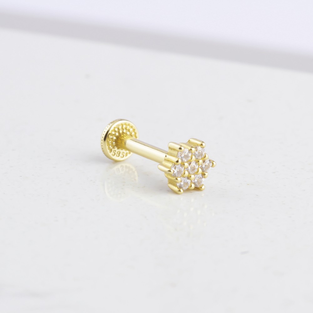 Glorria 14k Solid Gold Clover Tragus Piercing