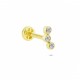 Glorria 14k Solid Gold Three Stone Tragus Piercing