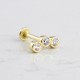 Glorria 14k Solid Gold Three Stone Tragus Piercing