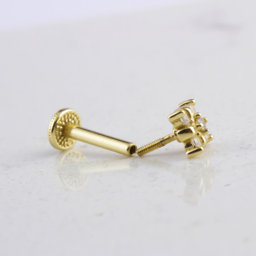 Glorria 14k Solid Gold Clover Tragus Piercing Glorria 14k Solid Gold Clover Tragus Piercing