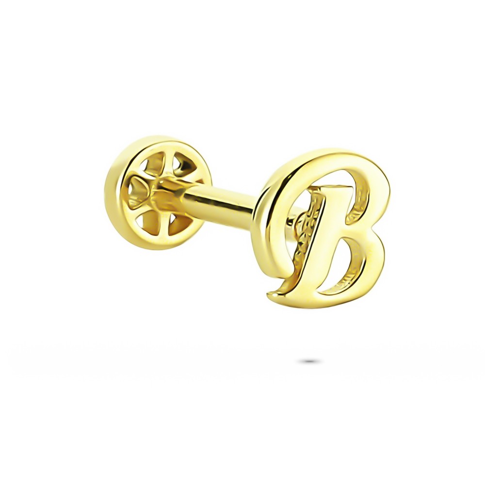 Glorria 14k Solid Gold Letter B Tragus Piercing