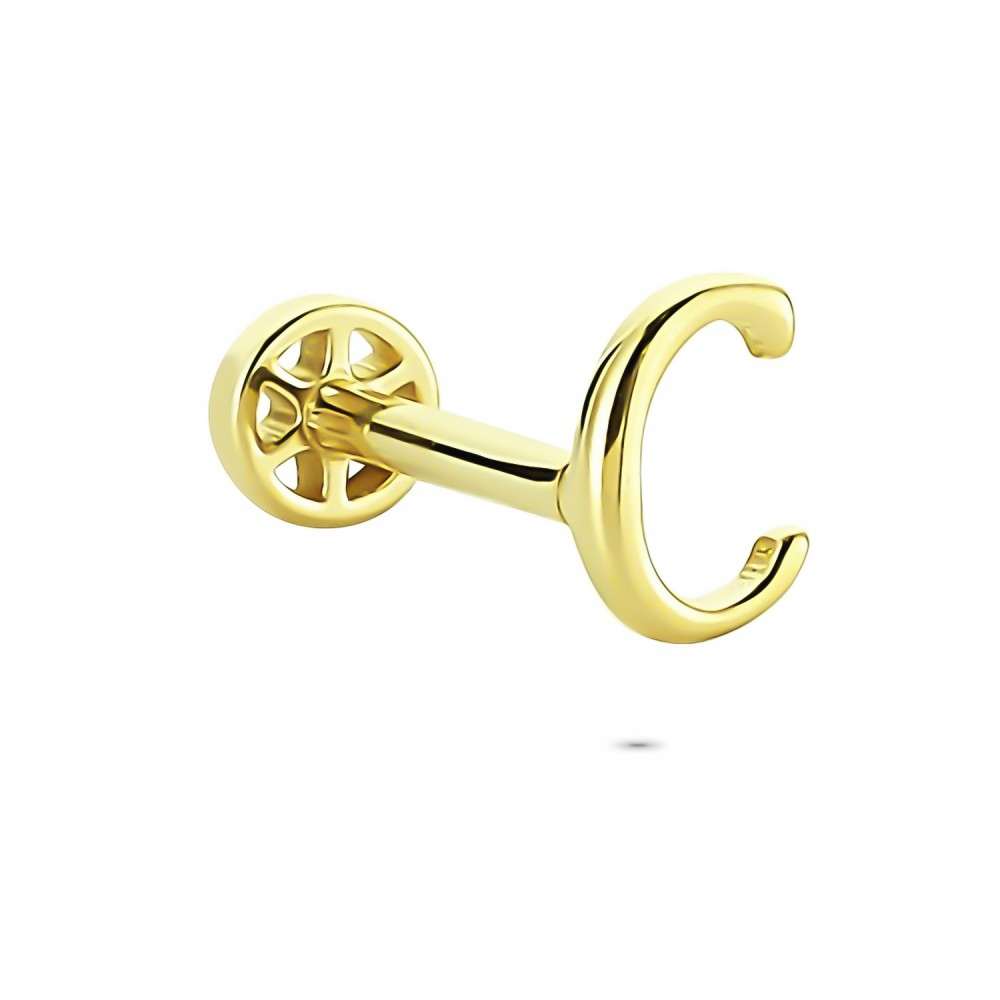 Glorria 14k Solid Gold Letter C Tragus Piercing