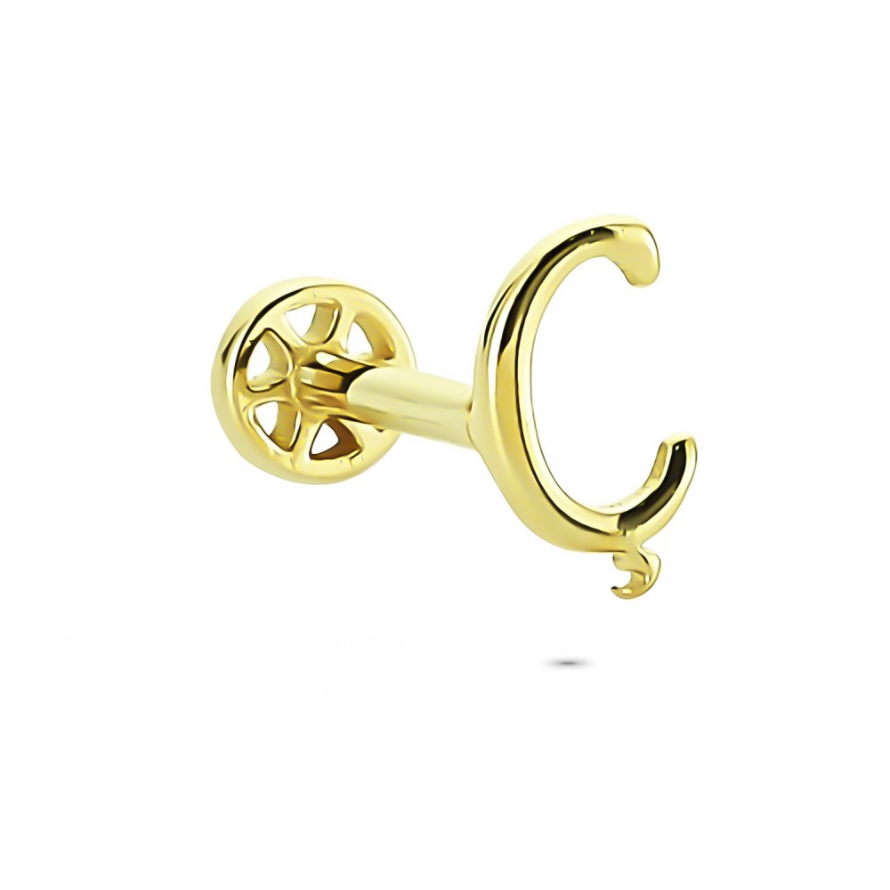 Glorria 14k Solid Gold Letter Ç Tragus Piercing