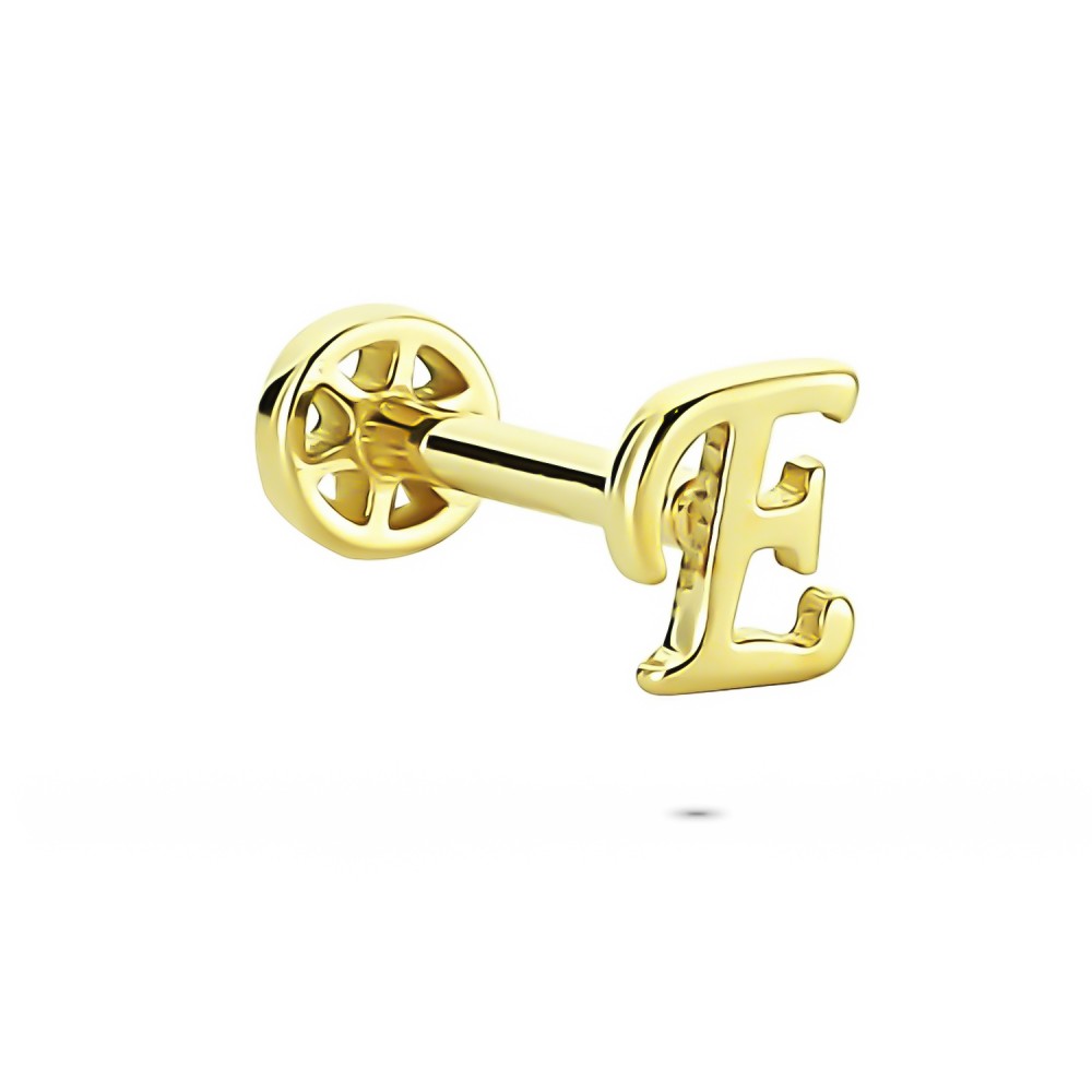 Glorria 14k Solid Gold Letter E Tragus Piercing