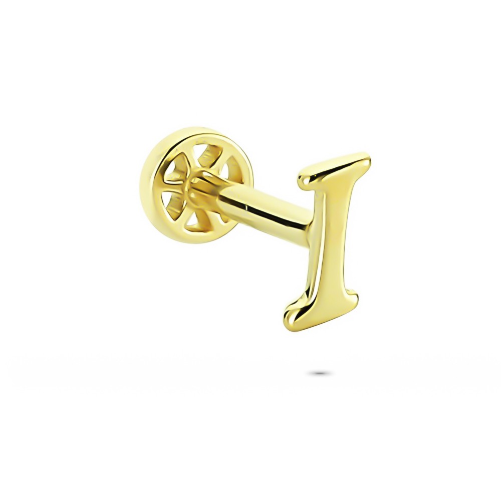 Glorria 14k Solid Gold Letter I Tragus Piercing