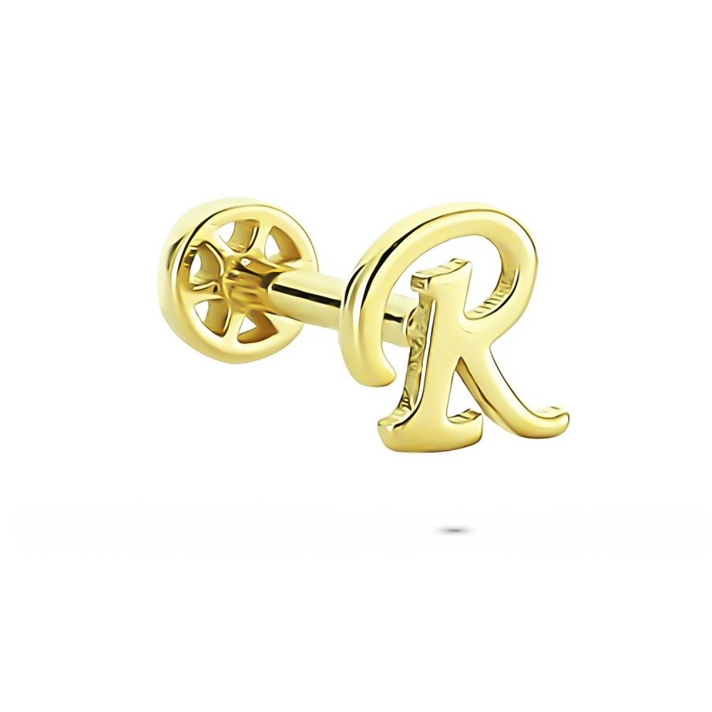 Glorria 14k Solid Gold Letter R Tragus Piercing