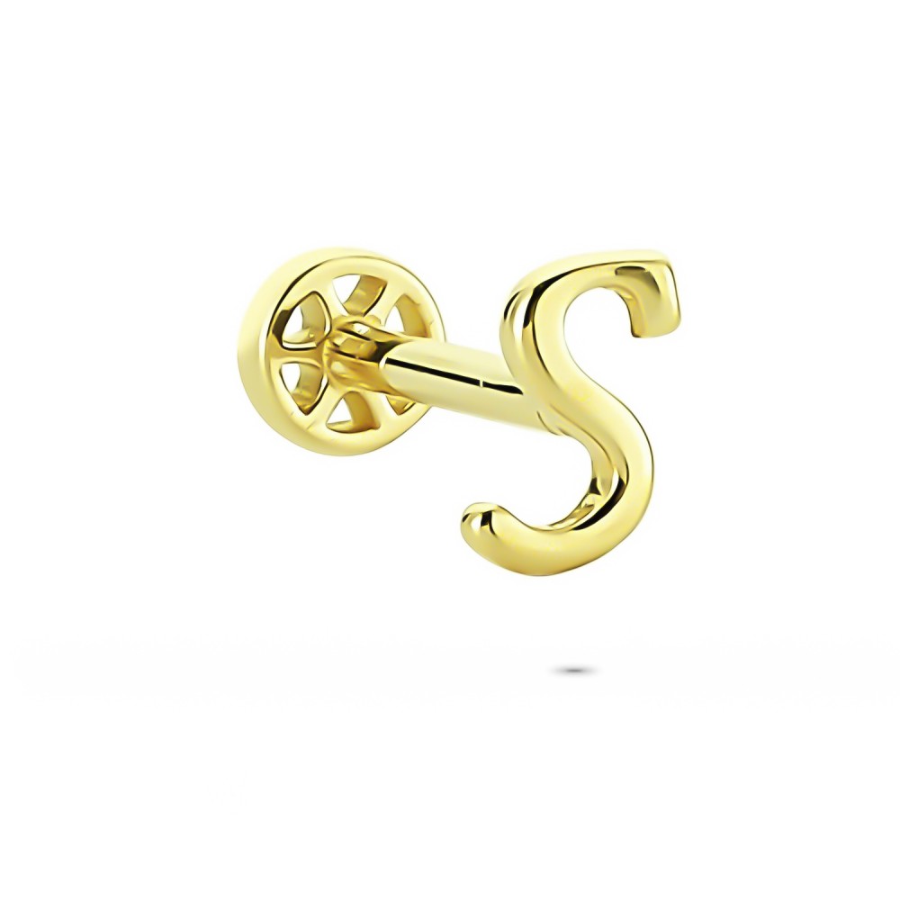 Glorria 14k Solid Gold Letter S Tragus Piercing