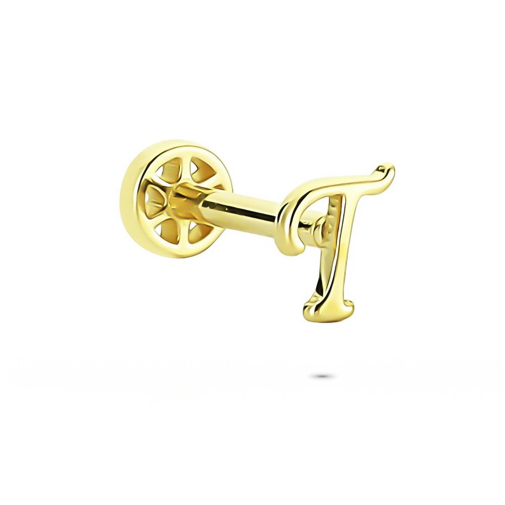 Glorria 14k Solid Gold Letter T Tragus Piercing