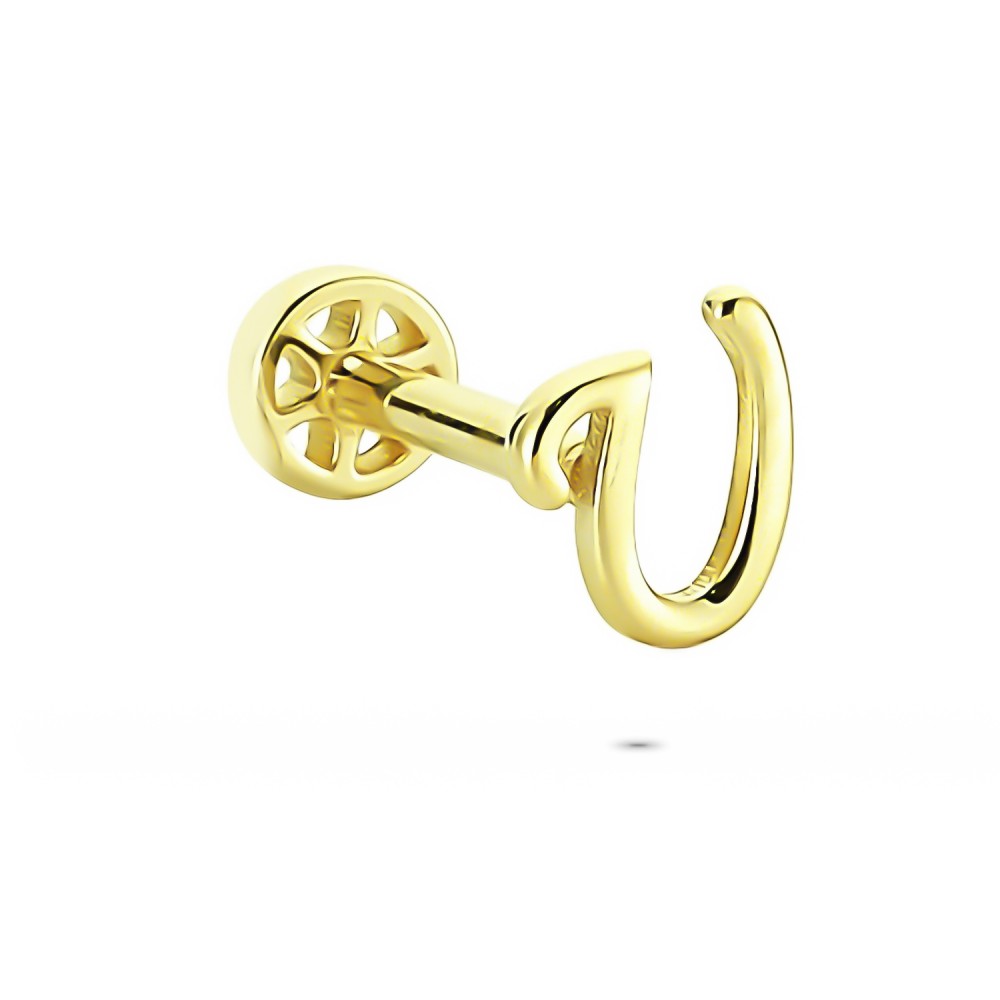 Glorria 14k Solid Gold Letter U Tragus Piercing