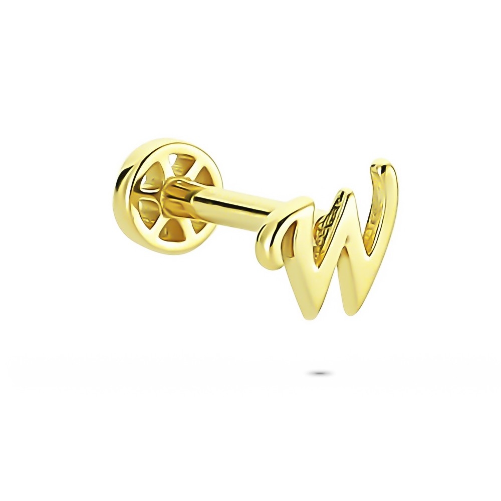 Glorria 14k Solid Gold Letter W Tragus Piercing