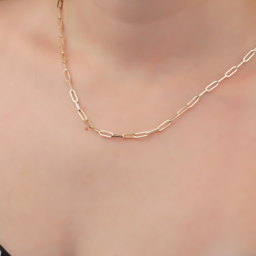 Glorria 14k Solid Gold Paper Clip Chain Glorria 14k Solid Gold Paper Clip Chain