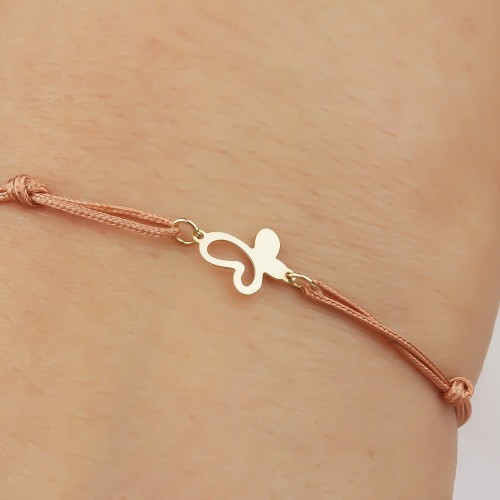 Glorria 14k Solid Gold Butterfly Rope Bracelet