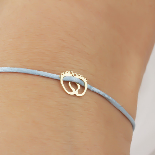 Glorria 14k Solid Gold Baby Footprint Rope Bracelet