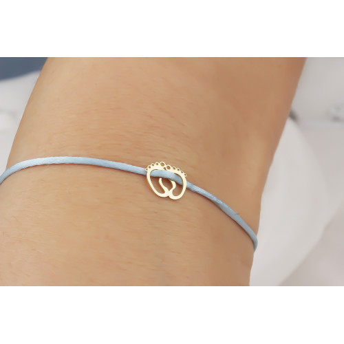 Glorria 14k Solid Gold Baby Footprint Rope Bracelet