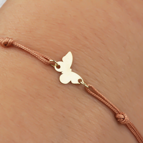 Glorria 14k Solid Gold Butterfly Rope Bracelet
