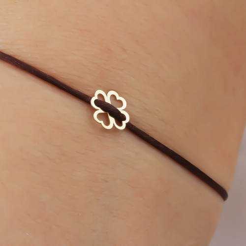 Glorria 14k Solid Gold Clover Rope Bracelet
