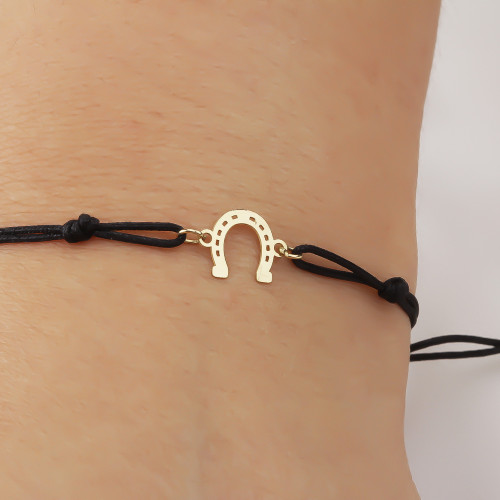 Glorria 14k Solid Gold Horseshoe Rope Bracelet