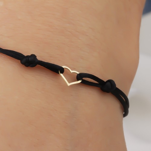Glorria 14k Solid Gold Heart Rope Bracelet